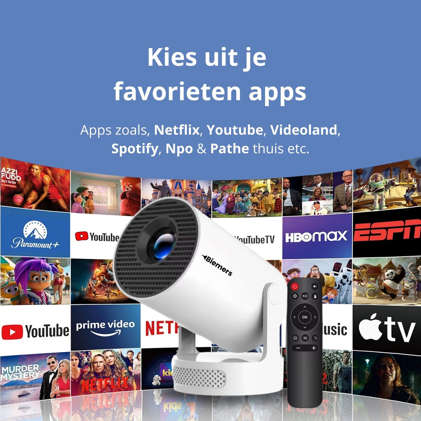 Biemers™ Stereo - 180° Draagbare Projector met WiFi