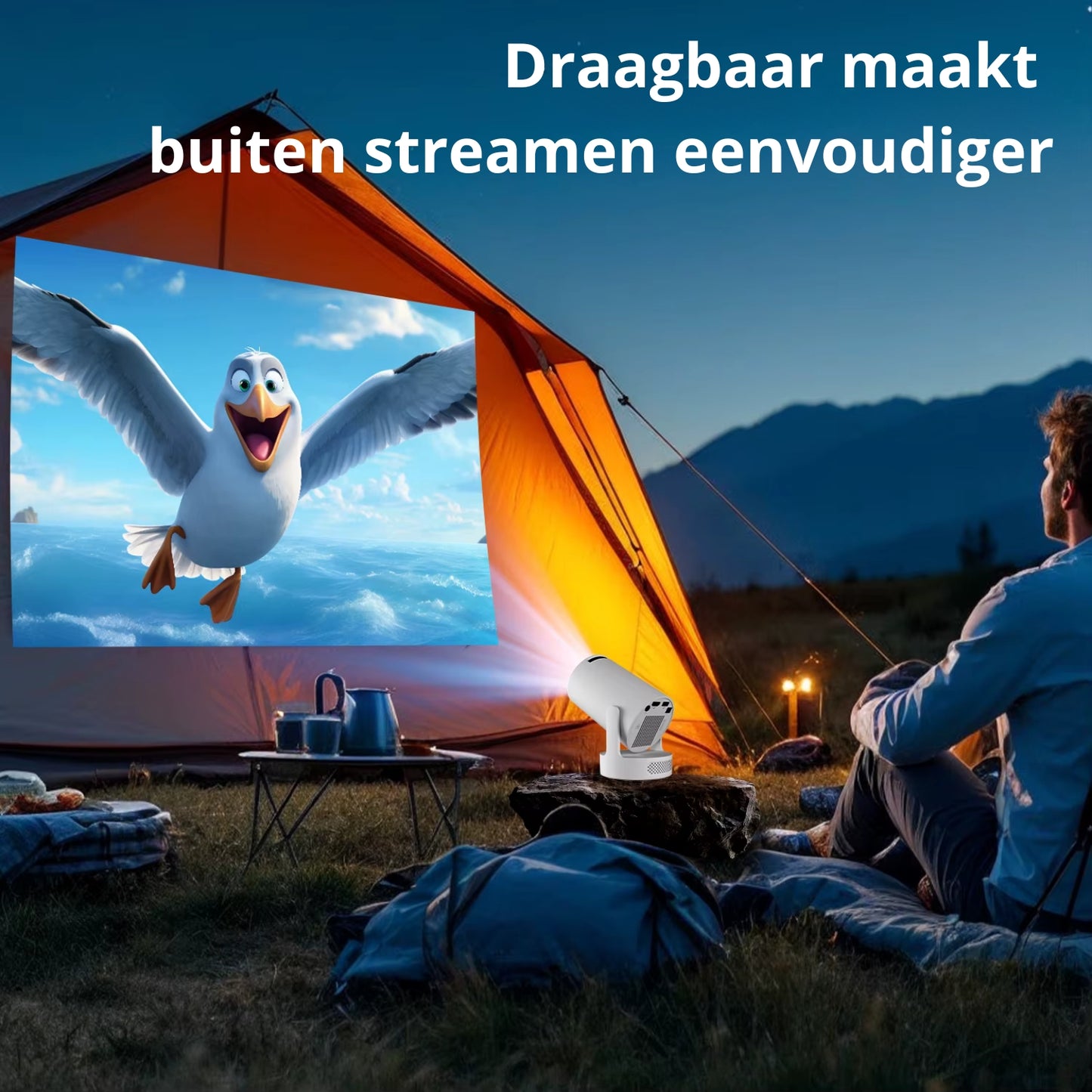 Biemers™ Stereo - 180° Draagbare Projector met WiFi