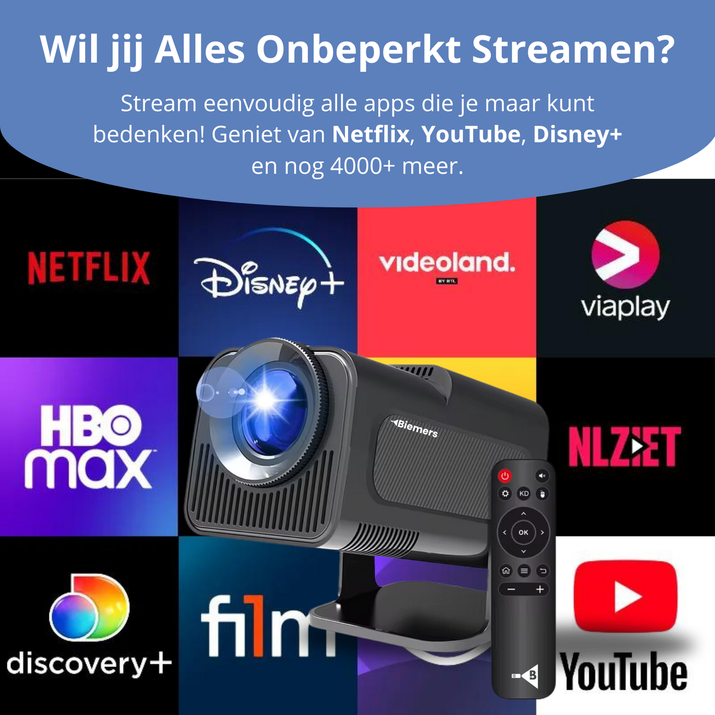 Biemers™ Pro - 180° Draagbare Projector met WiFi