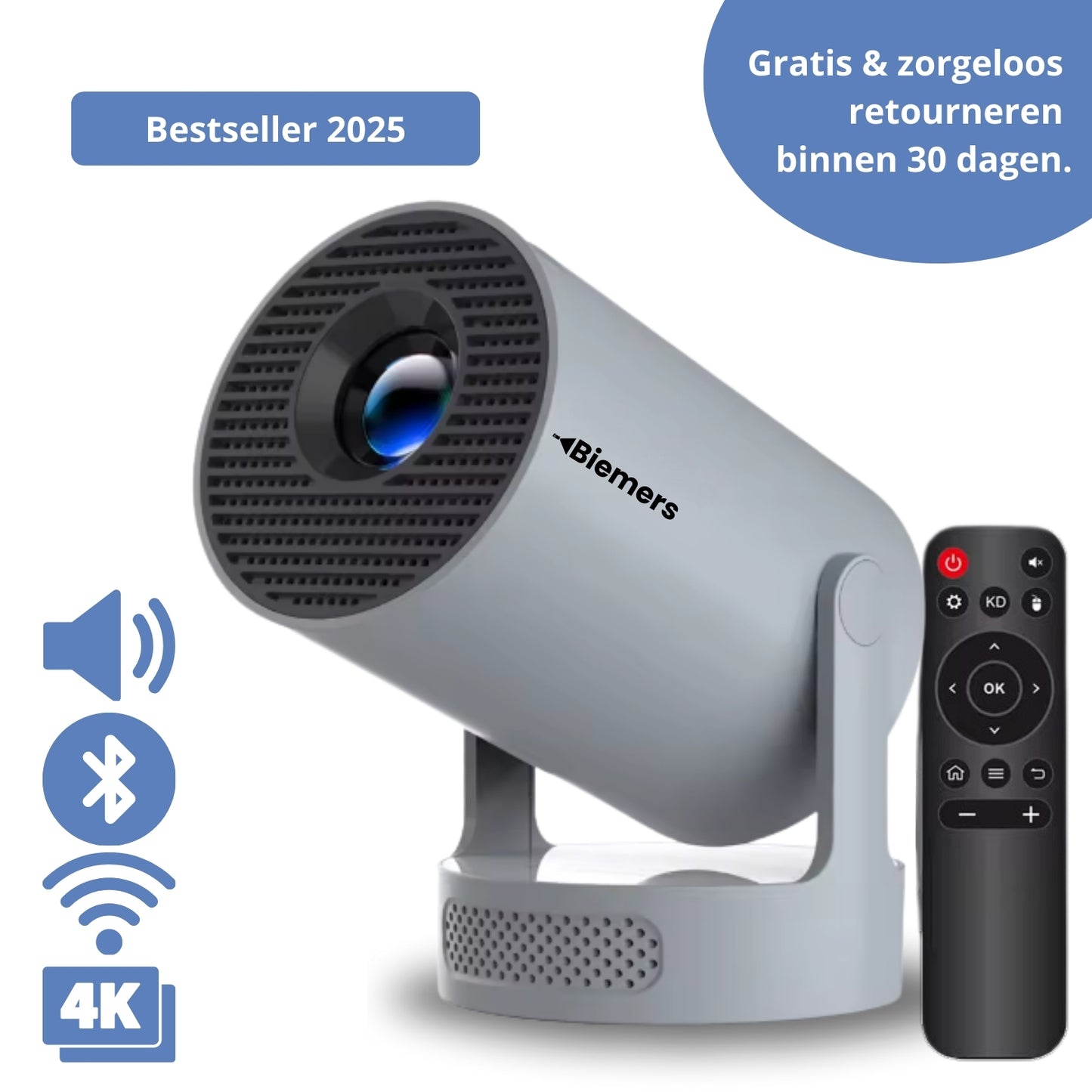 Biemers™ Stereo Special Edition - 180° Draagbare Projector met WiFi