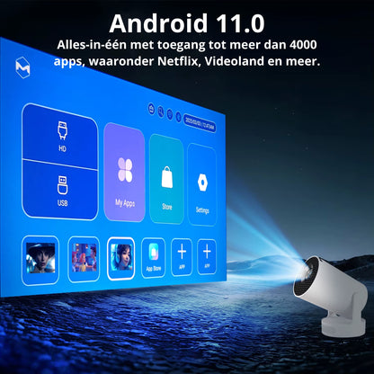 Biemers™ Stereo - 180° Draagbare Projector met WiFi