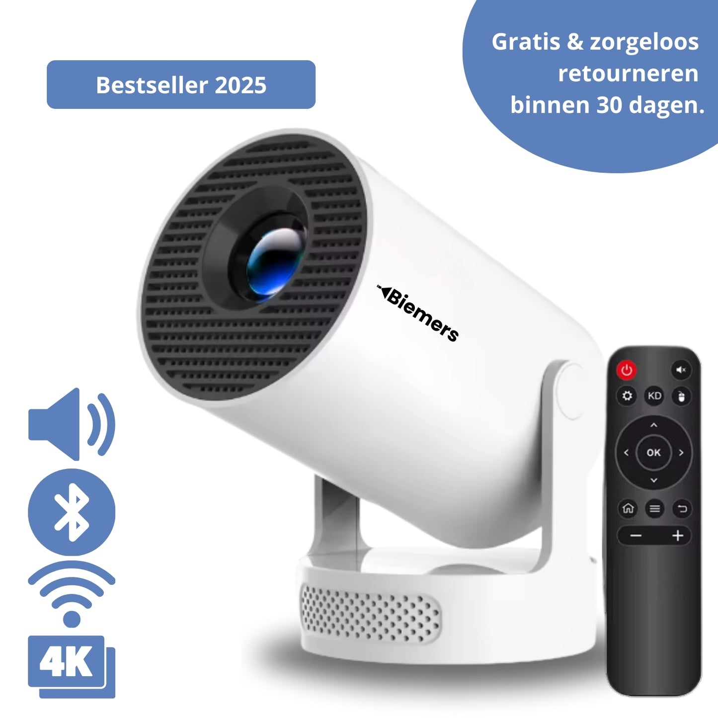 Biemers™ Stereo - 180° Draagbare Projector met WiFi